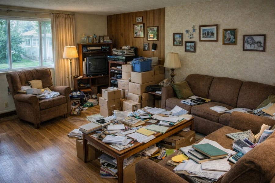 Before estate cleanout Cedar Hills Beaverton full living room