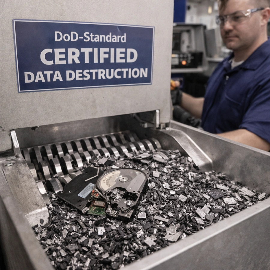 Electronics recycling data destruction shredding Beaverton Oregon