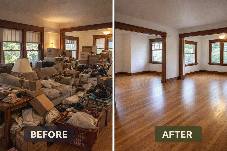 House Cleanouts Beaverton 1 House cleanout before and after transformation Beaverton Oregon