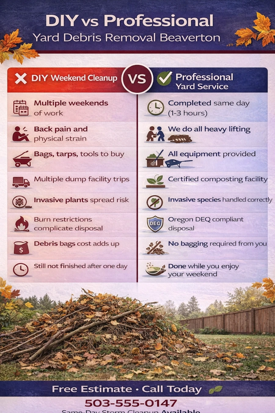 Yard debris removal Beaverton types infographic