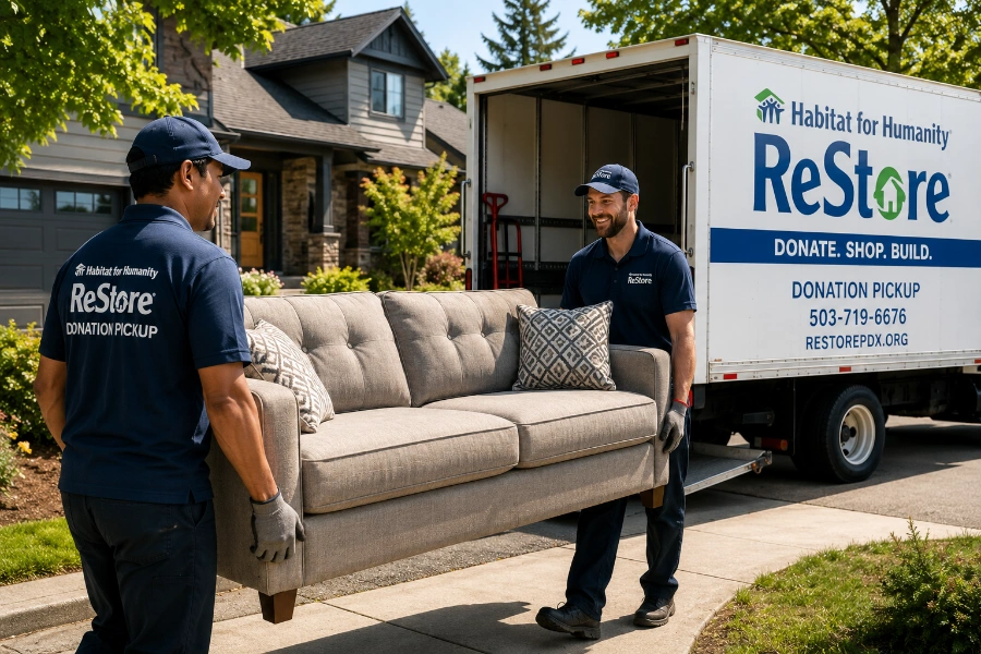 Best Ways to Get Rid of an Old Couch in Beaverton—4 Options 2 Beaverton Junk Removal helping with couch donation pickup in Beaverton Oregon