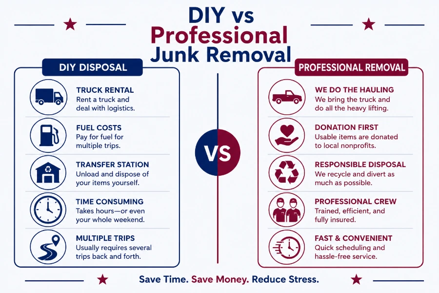 Where to Take Junk in Beaverton—Cheapest & Fastest Options 4 Comparison of DIY disposal and professional junk removal services