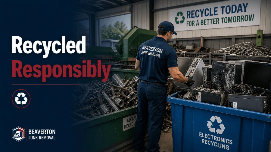 Electronics and scrap metal recycling after junk removal in Beaverton Oregon