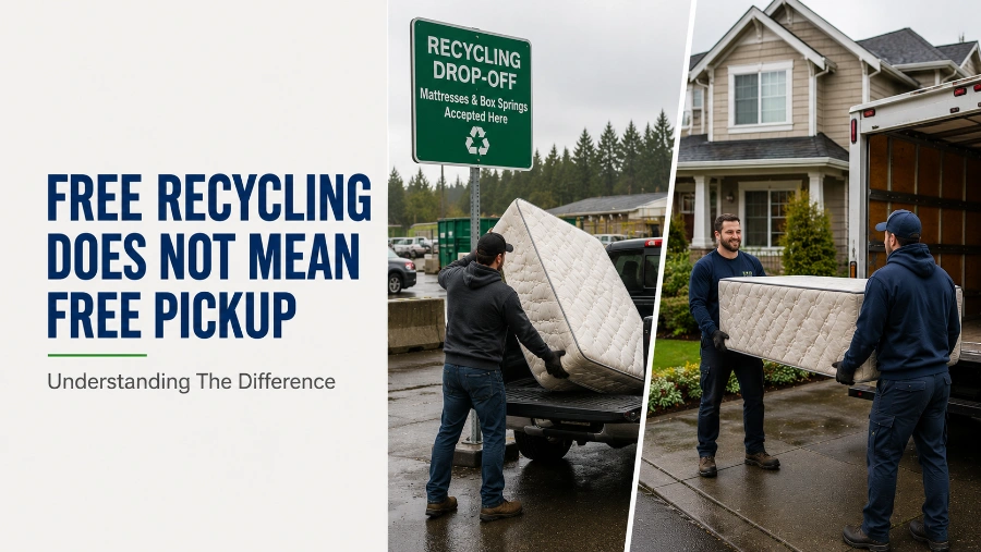 Mattress Removal Cost in Beaverton — Prices by Size 2026 4 Comparing mattress drop-off recycling and professional pickup