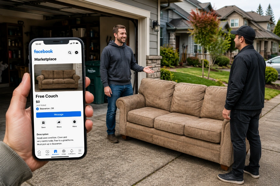 Best Ways to Get Rid of an Old Couch in Beaverton—4 Options 4 Free old couch pickup listing on Facebook Marketplace in Beaverton neighborhood