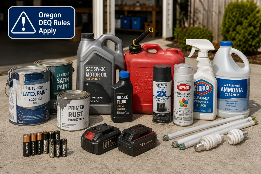 hazardous garage items requiring special disposal under Oregon DEQ rules near Portland