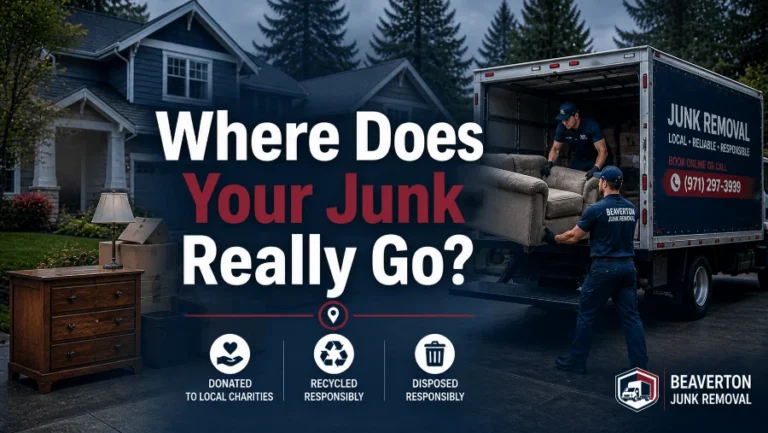 junk removal team loading truck showing where junk goes after removal in Beaverton