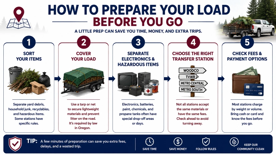 Transfer Station Near Beaverton, OR — What to Know First 3 Beaverton Junk Removal guide for preparing a self-haul disposal load