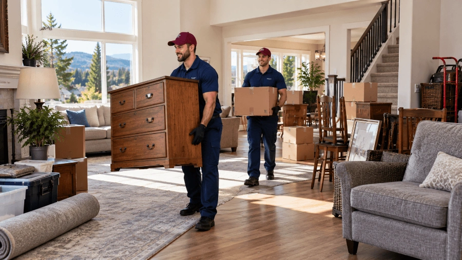 Beaverton Junk Removal crew sorting furniture and recyclables