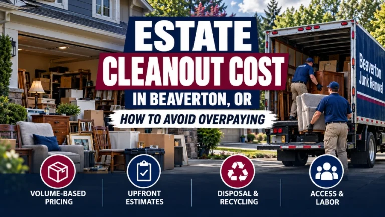 Estate Cleanout Services Cost Beaverton: Avoid Overpaying 6 Estate cleanout services cost in Beaverton, OR — crew loading furniture from a home into a Beaverton Junk Removal truck