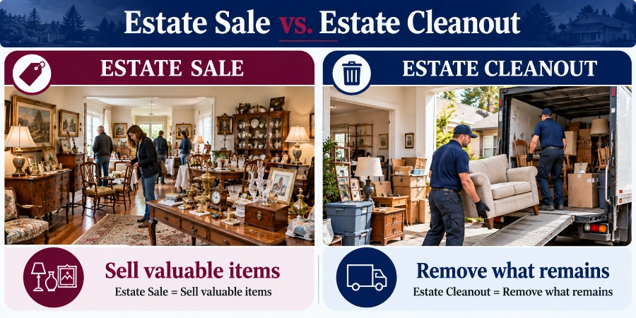 Estate sale items compared with items removed after the sale
