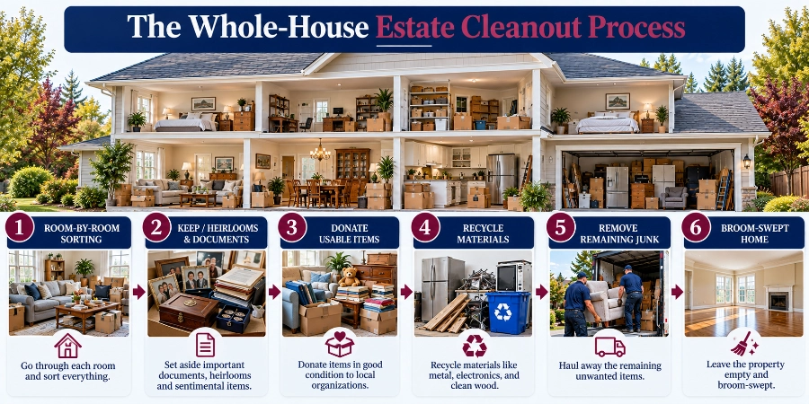 Steps for sorting, donating, recycling and clearing a home