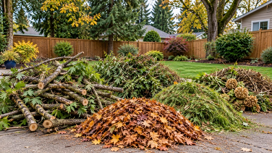 Yard Debris Removal Beaverton 2 Yard debris types in Beaverton including branches, brush, leaves and plant debris